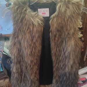 Place Kids Faux Fur Vest in Tan